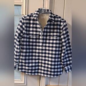 Boys J Crew Crewcuts Sherpa Lined Flannel Jacket Top Blue Buffalo Chk Outdoor 12